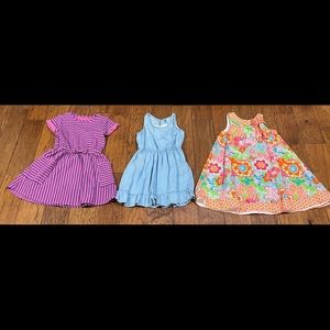 Girls Dresses Cat & Jack 7/8 Medium Sleeve Sleeveless Lot of 3 Knee Length EUC
